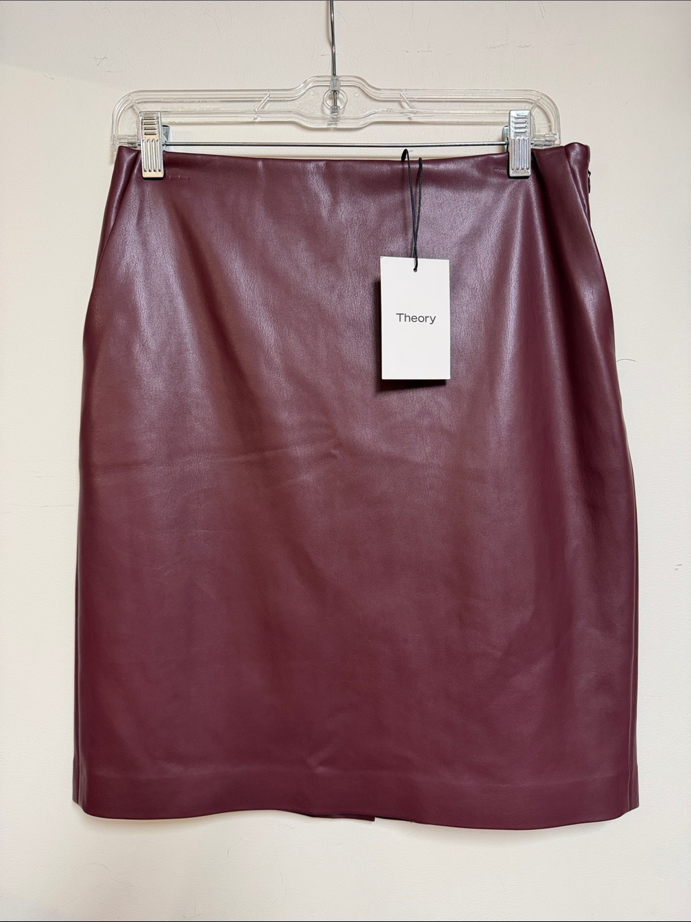 Theory Faux Leather Pencil Skirt in Wine